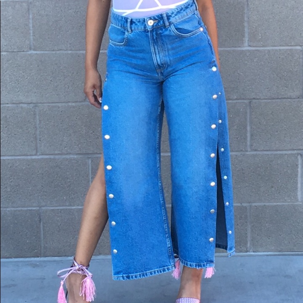 Zara snap denim jeans